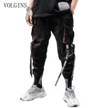 Pantalon Cargo à poches pour hommes, Streetwear, Hip Hop, Harajuku, Harem, poches, rubans, jogging, noir, survêtement Hip Hop