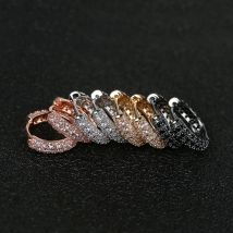 Boucles d&#39;oreilles de luxe brillantes pour femmes, trois couches, Micro Zircon, pavé de pierre, petites Huggies en cuivre, charme, Piercing, bijoux