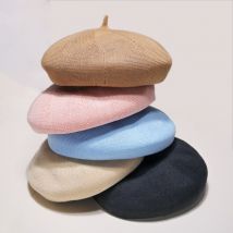 Chapeaux de béret d'été pour femmes | Casquette plate tricot coton, chapeaux de fille 100% bérets chapeau en os pour femme, Tocas peintre, casquette soleil