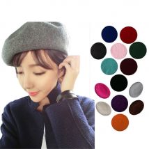 Casquette de Ski en laine solide | Béret d'hiver pour femmes, béret artiste français, bonnet à la , casquette de Ski