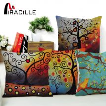 Miracille-coussin décoratif carré de 18 "| Coussins de canapé colorés, motifs d'arbre de vie, siège de voiture, coussins de taille, Pilow, pas de remplissage