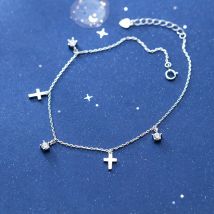Bracelets de cheville en argent Sterling 925 pour femmes, décoration croisée pied, chaussettes, chaîne de corps, amulette, bijoux de paix,