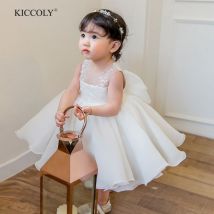 Robe de mariée mignonne pour filles, tenue de baptême blanche en Tulle, pour fête d'anniversaire et baptême, de 1 an