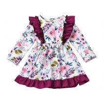 #5 1-5y Peuter Baby Kids Meisjes Ruches Ruches Bloemen Bloemen Prinses Jurken Kleding De Jurk Grils Kleding Prinses