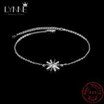 Bracelet pendentif en argent Sterling 925 en Zircon, pendentif de plage, strass fleur du soleil, chaîne à breloques pour femmes