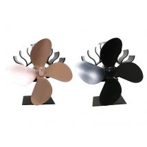4 pales ventilateur de poêle à chaleur pour poêle à bois poêle à bois cheminée Slient ventilateur Aluminium noir