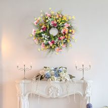 Couronne de printemps et d'hiver Jasmine pour la porte, guirlande de Simulation de fête des mères, anneau de porte, décoration de mariage et de maison