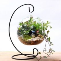 23*10cm fer suspendu lanterne support cintre crochet verre Globe Succulent Vase-support Micro paysage suspendu porte-bouteille