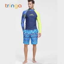 Maillot de bain homme Rashguard surf plongée chemise vêtements UV Protection éruption garde body manches longues maillot de bain + short homme