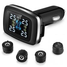 TPMS-système de contrôle de pression des pneus | Allume-cigare prise d'écran LCD chargeur USB avec 4 capteurs externes