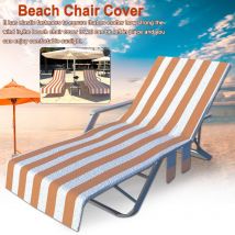 Housse de chaise de plage, housse de chaise, pour jardin, jardin, plage, 2 poches, pour loisirs, hôtel, piscine