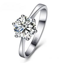 Femmes mariée mariage fiançailles classique bagues Super brillant cubique Zircon 925 en argent Sterling cristal bijoux