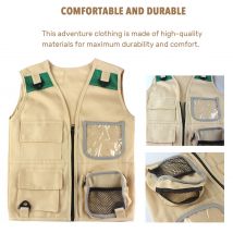 Kit d&#39;aventure en plein air pour enfants, ensemble de chapeaux, gilet Cargo, confortable et Durable, Costume Explorer, jouet de jeu de rôle, vêtements kaki