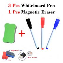 Whiteboard Water Kleur Pennen Magnetische Gum School White Board Nevera Marker Pen Droog Vegen Gum Rubber Borstel Koelkast