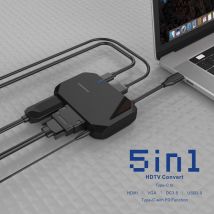 USB C HUB multi-usb expanseur de moyeu Type C vers HDMI VGA Dock pour Mac Book Pro USB séparateur accessoires informatiques