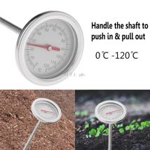Thermomètre de sol Compost en acier inoxydable | De 50cm de haut de gamme, jardin arrière-jardin 0 degrés-12 degrés