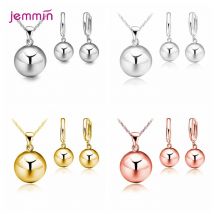 Ensemble de bijoux classiques en argent Sterling 925, grande boule, pendentif, collier, boucles d'oreilles, pour femmes et filles, pour fête de mariage et de rencontre