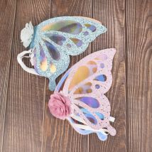 1 pièces ailes de papillon à paillettes, ailes d'elfe de jardin, ailes de fée, déguisement d'halloween pour enfants, Costumes de fées, 2 options de couleur