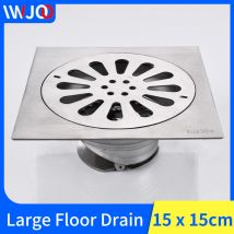 Drain de sol en acier inoxydable 15*15cm, balcon, salle de bains, douche, couvercle de vidange carré Anti-odeur, grilles à déchets, égouttoir à cheveux