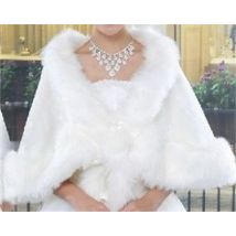Robe de mariée en fausse fourrure, châle, ivoire, robe de mariée, boléro portefeuille, veste à épaulettes