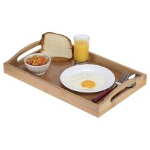Plateau de service en bambou-plateau en bois avec poignées-idéal pour les plateaux de dîner, plateau à thé, plateau de Bar, plateau de petit déjeuner ou tout plateau de nourriture
