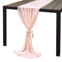 Long chemin de Table en mousseline de soie pour les Banquets de mariage, décoration de Table à la maison pour gâteaux (68*300cm)