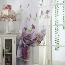 Rideau de fenêtre décoratif d'été | Panneaux tentures de porte de café maison, Tulle de gaze, projection de fenêtre de fleur