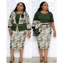Robe élégante pour femmes africaines, costume imprimé en polyester, grande taille, été, , XL-4XL
