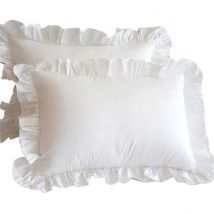 Taie d&#39;oreiller blanche à volants pour chambre à coucher, taie d&#39;oreiller décorative confortable avec fermeture éclair Invisible