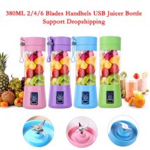 380ml 2/4/6 lames Mini Portable électrique fruits presse-agrumes USB Rechargeable Smoothie Maker mélangeur Machine sport bouteille jus tasse