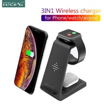 Chargeur sans fil 3 in1 pour iPhone 11/SE2 AirPods Apple iWatch 5/4/3/2 QI support de charge sans fil pour Samsung S10/montre