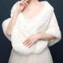 nouveauté hiver fausse fourrure mariée boléro pour robe de mariée belle chaude sans manches châle enveloppement