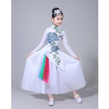 Costume de danse classique pour enfants filles Yangko vêtements de danse tambour chinois danse folklorique élégante Guzheng princesse robe Hanfu