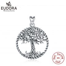 Eudora – collier arbre de vie en argent Sterling 925, breloque en chêne torsadé oxydé avec chaîne en argent ou pendentif uniquement CYD487