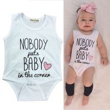 Barboteuse bébé garçon fille style été combinaison coton bébé nourrisson sans manches lettre imprimé barboteuses vêtements d'escalade 0-3y tapis de jeu