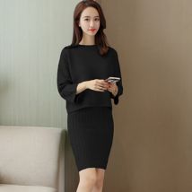 Femme hiver tricoté costumes imprimer pull en vrac Furcal crayon jupe ensembles femme décontracté nouvelle femme tricot costumes automne
