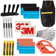 CNGZSY sac raclette en daim | kit d'outils Standard Pro Combo housse de voiture en vinyle, gant de rasoir 4 aimants lames de couteau d'art 3M