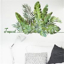 Nordique Tropical forêt tropicale feuilles de palmier vinyle autocollant Mural décor à la maison salon chambre vert plante mur autocollant Muraux