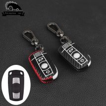 Housse de clé de voiture en cuir | 3 boutons, en Fiber de carbone, pour BMW 1 3 3 5 6 série M3 M5 X1 X5 X6 Z4 E90 E91 E92 E60