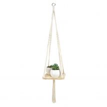 Behogar-cintre à plantes en macramé | Panier suspendu en corde de coton, Pot de fleurs avec support d'étagère en bois, pour décoration intérieure et extérieure de la maison