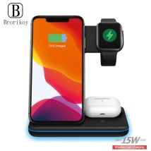 15W 3in1 Qi support de chargeur sans fil pour iPhone 11 XS XR X 8 Station de Charge rapide sans fil pour Apple Watch 5 4 3 Airpods Pro 2