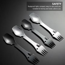 2 pièces Camping Spork acier inoxydable cuillère fourchette couteaux Combo ustensile Combo couverts décapsuleur cuillère-fourchette-couteaux