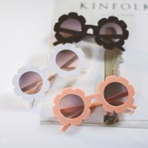 Lunettes de soleil UV400 pour enfants | Rond, motif floral, lunettes de soleil d'été, adorables, pour garçons et filles,