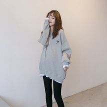 Sweat à capuche pour femme enceinte, vêtement de maternité, manches longues
