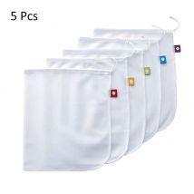 Sac en maille réutilisable, 5 paquets, filet à légumes et fruits, sac de rangement, filet en Polyester, épissure, sac en maille, rangement de cuisine, organisateur de produits