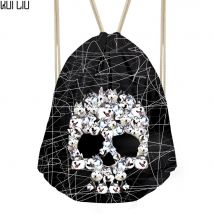 Sac à cordon impression crâne femme sac à dos femmes paquet poche pour enfants motif Animal sacoche Mochila Deporte