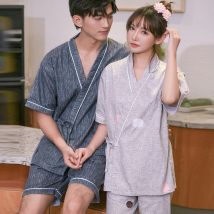 Ensemble de Pyjamas d'été style kimono maison vêtements Pyjamas vêtements de bain vêtements à la vapeur pur coton pied santé SAP hommes et femmes