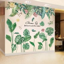 Autocollants muraux en feuilles de plantes vertes en vinyle, bricolage, feuilles d&#39;arbre, Stickers muraux pour salon, chambre à coucher, pépinière, cuisine, décoration de la maison