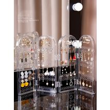 Organisateur de bijoux Pliant Transparent 240 Trous Goujon Support Pour Boucle D'oreilles 4 panneaux Bijoux Présentoir Pour Collier/Dangle Boucles d'oreilles
