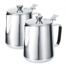Tasse à Cappuccino en acier inoxydable 600ml 1000ml, épais, mousseur à lait, pichet, Latte, artisanat, avec couvercle, pichet à café, outil à café